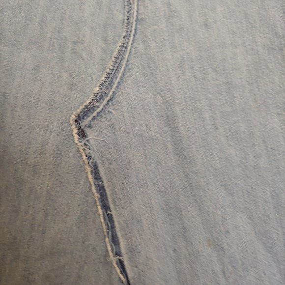 Reba Maxi denim skirt embroidery & contrasting fabric patch pockets size 12 zip - Picture 7 of 16